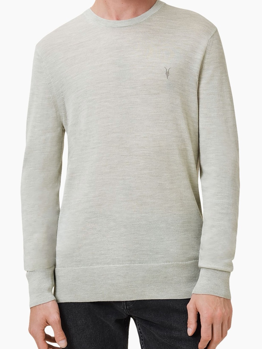 AllSaints Merino Ramskull Crewneck Sweater XS Light Blue